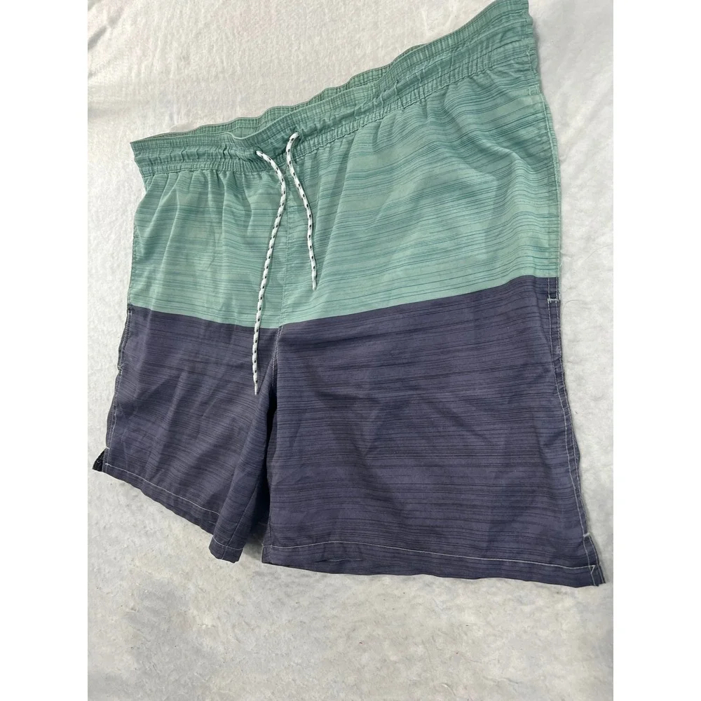 Goodfellow & Co Mens XL Swim Trunks Color Block Teal Navy Blue Board Shorts